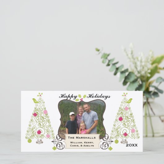 Aangepaste feestdagfoto-kaart met cirkelvormige kl feestdagenkaart (Staand voorkant)