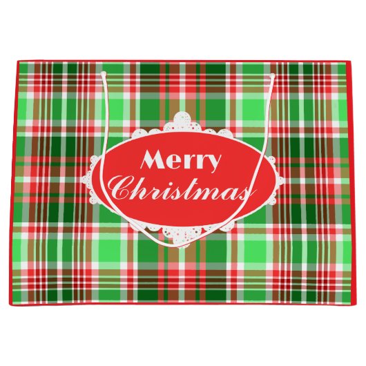 Aangepaste feestelijke rood groen geplakt vrolijk  groot cadeauzakje (Voorkant)