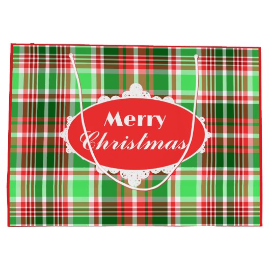 Aangepaste feestelijke rood groen geplakt vrolijk  groot cadeauzakje (Achterkant)