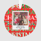 Aangepaste feestelijke rood groene kerstfoto ornament (voorkant)