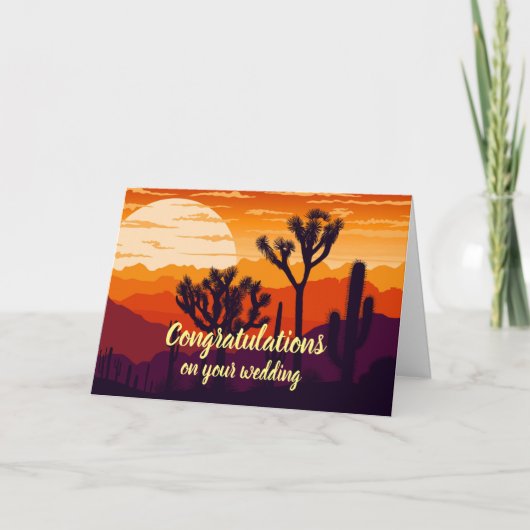 Aangepaste felicitaties trouwwoestijn zonsondergan kaart (Voorkant)