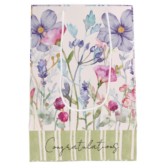 Aangepaste felicitaties waterverf paarse bloemen medium cadeauzakje (Achterkant)