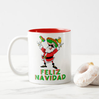 Aangepaste Feliz Navidad Mexicaanse kerstkerstkers Tweekleurige Koffiemok