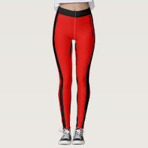 Aangepaste felrode & zwarte strepen Leggings
