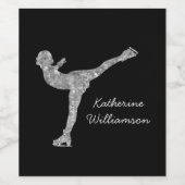 Aangepaste figuur schaatsen schaatsen zilveren shi wijn etiket (Enkel label)