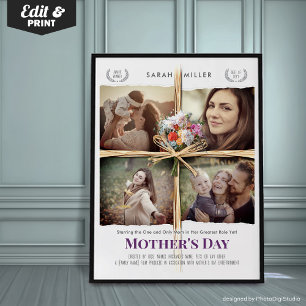 Aangepaste film poster Moederdag cadeau voor mama