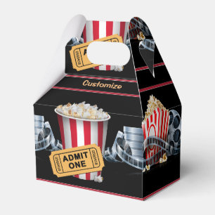 Aangepaste filmliefhebber met aantrekkelijke draag bedankdoosjes