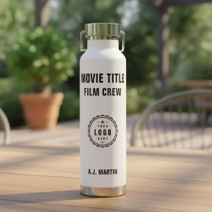 Aangepaste filmploeglogo met persoonlijke naam waterfles