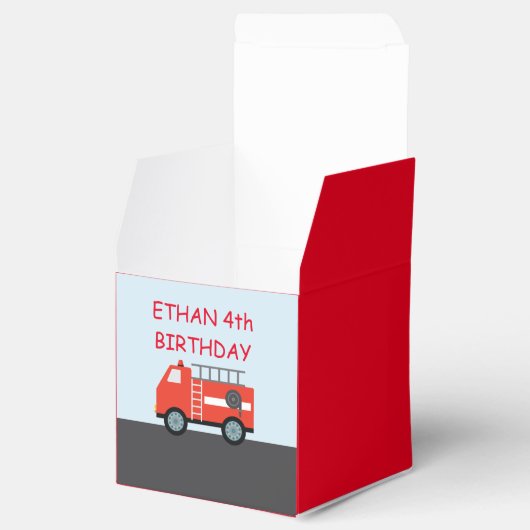 Aangepaste Firetruck Paper Favor Box Bedankdoosjes (Geopend)