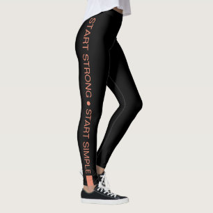 Aangepaste Fitness Studio Slogan Oranje op Zwart Leggings