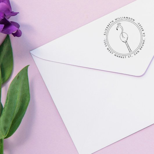 Aangepaste Flamingo Prinses Ronde Naam Retouradres Rubberstempel