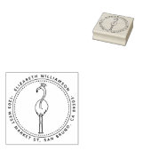 Aangepaste Flamingo Prinses Ronde Naam Retouradres Rubberstempel (Gestempeld)