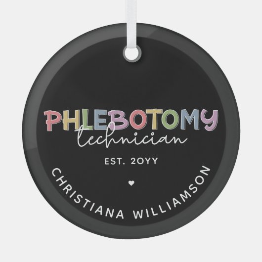 Aangepaste flebotomie-technicus PBT Phlebotomie-te Glas Ornament (Voorkant)