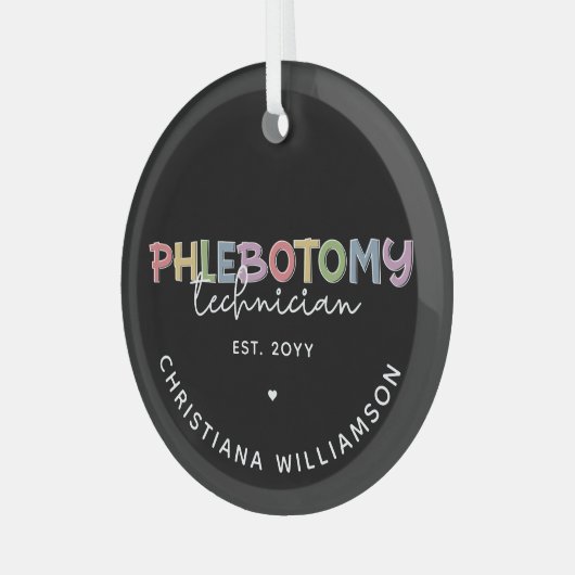 Aangepaste flebotomie-technicus PBT Phlebotomie-te Glas Ornament (Voorkant links)
