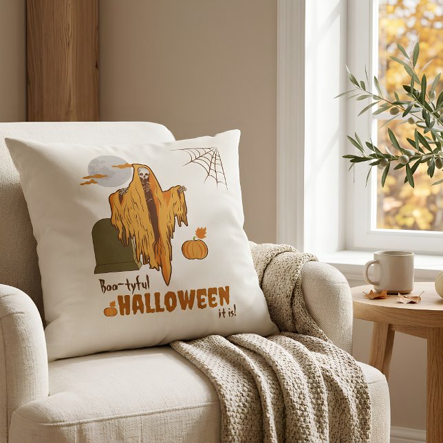 Aangepaste Flirty Skeleton Funny Pumpkin Halloween Kussen (Creator heeft geüpload)