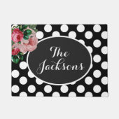 Aangepaste flora en zwarte poka dot doormat deurmat (Voorkant)