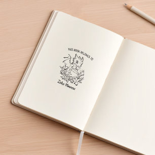 Aangepaste Floral Baby Dragon Bookplate Rubberstempel