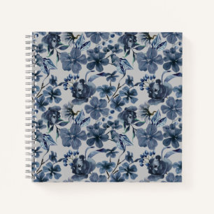 Aangepaste Floral Blue en White Flower Notitieboek