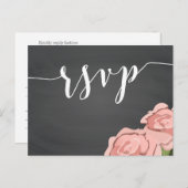 Aangepaste Floral Chalkboard Weddenschap RSVP-Brie Uitnodiging Briefkaart (Voorkant / Achterkant)