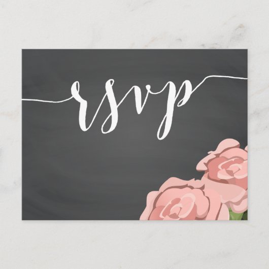Aangepaste Floral Chalkboard Weddenschap RSVP-Brie Uitnodiging Briefkaart (Voorkant)
