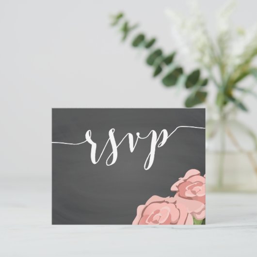 Aangepaste Floral Chalkboard Weddenschap RSVP-Brie Uitnodiging Briefkaart (Staand voorkant)