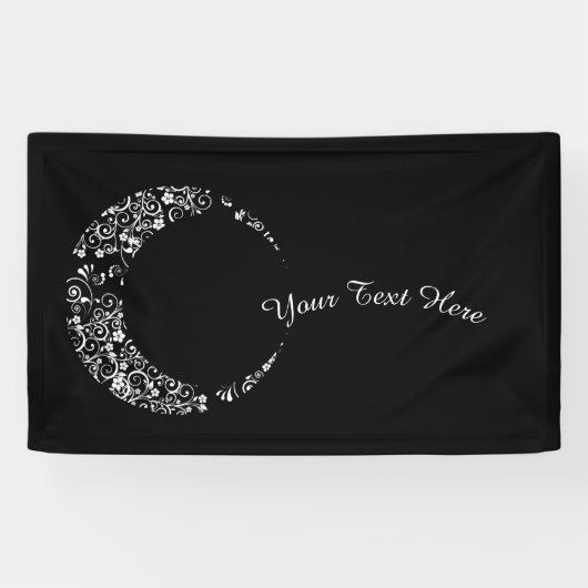 Aangepaste Floral Crescent Moon Banner (Horizontaal)