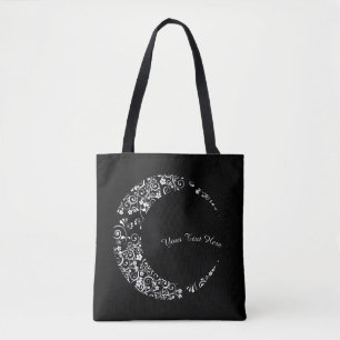 Aangepaste Floral Crescent Moon Canvas tas