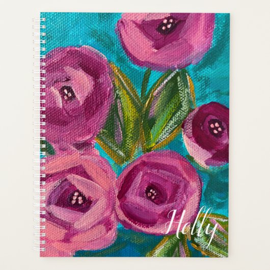 Aangepaste Floral- en Stripe Planner (Voorkant)