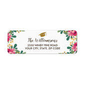 Aangepaste Floral Gold Gradup Cap Etiket (Voorkant)