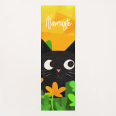 Aangepaste Floral Green Sinaasappel Black Cat Yogamat (Voorkant)