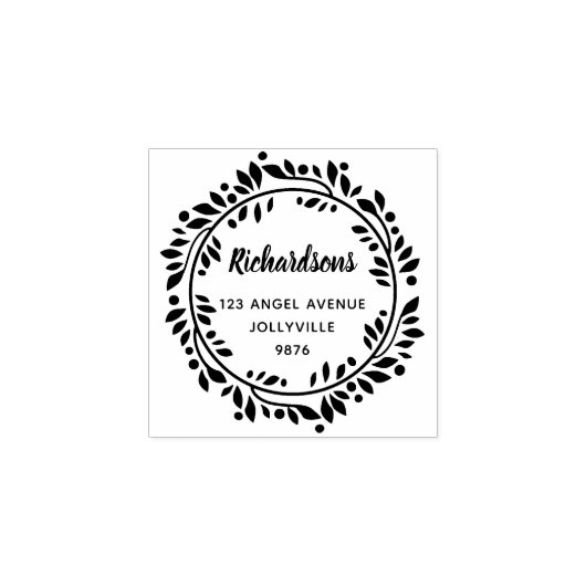 Aangepaste Floral laat het grote adres Rubberstempel (Afrduk)