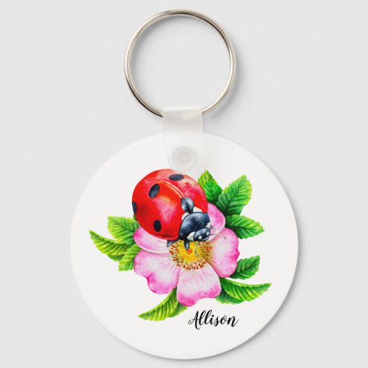 Aangepaste Floral Ladybug-Sleutelhanger Sleutelhanger (Voorkant)