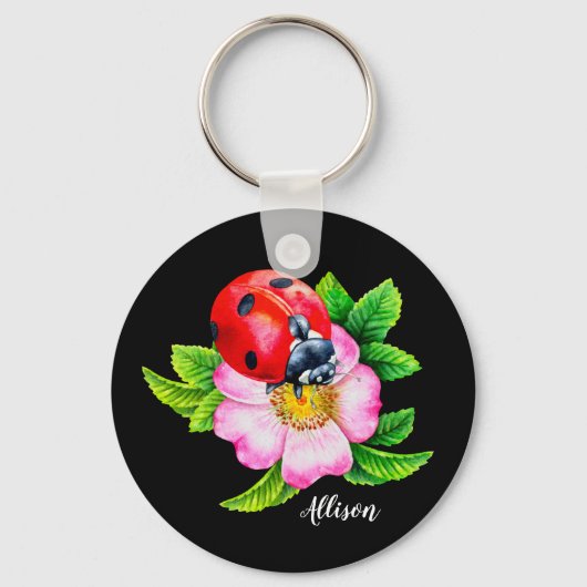 Aangepaste Floral Ladybug-Sleutelhanger Sleutelhanger (Voorkant)