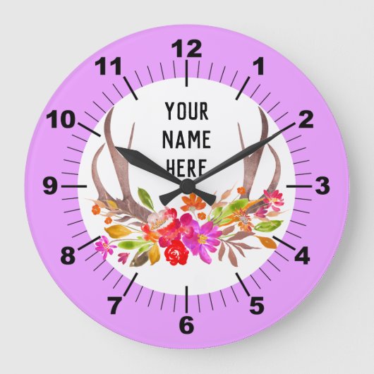 Aangepaste Floral Large Clock Grote Klok (Voorkant)
