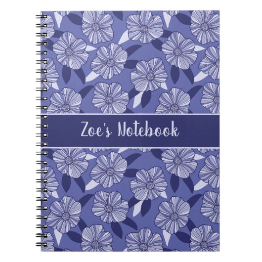 Aangepaste Floral Line Art Name Notitieboek (Voorkant)