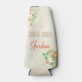 Aangepaste  Floral Maid of Honor Bottle Cooler (Voorkant)