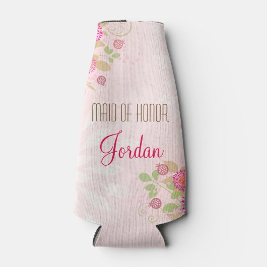 Aangepaste Floral Maid of Honor Bottle Cooler (Voorkant)
