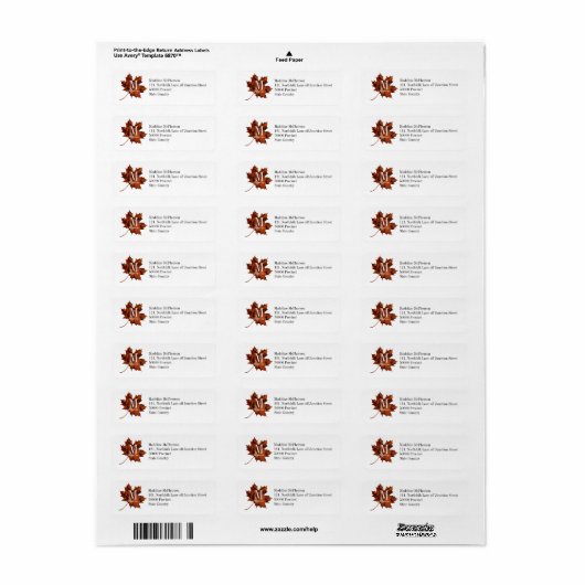 Aangepaste Floral Monogram herfst Maple Leaf Etiket (Full Sheet)