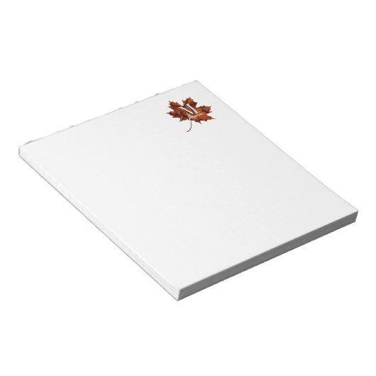 Aangepaste Floral Monogram herfst Maple Leaf Notitieblok (Schuin)