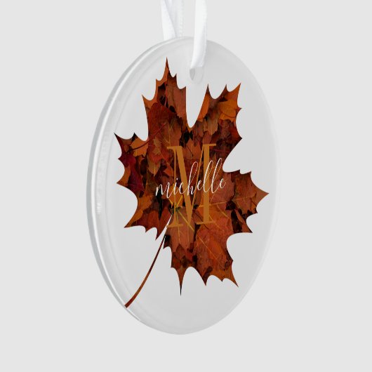 Aangepaste Floral Monogram herfst Maple Leaf Ornament (voorkant)