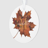 Aangepaste Floral Monogram herfst Maple Leaf Ornament (voorkant)
