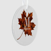 Aangepaste Floral Monogram herfst Maple Leaf Ornament (voorkant)