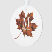 Aangepaste Floral Monogram herfst Maple Leaf Ornament (voorkant)