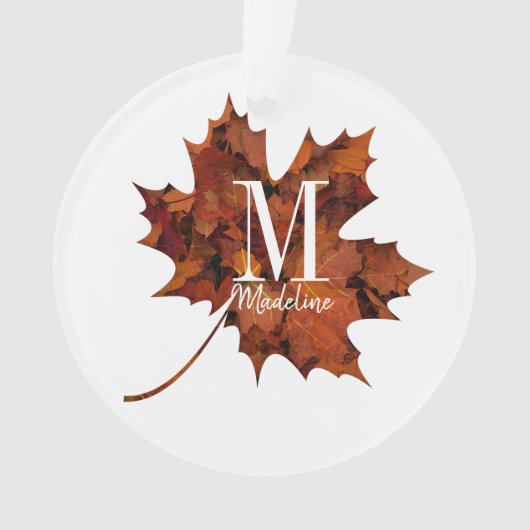 Aangepaste Floral Monogram herfst Maple Leaf Ornament (voorkant)