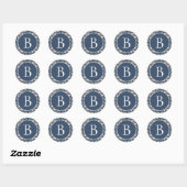 Aangepaste Floral Monogram Initiaal Ronde Sticker (Vel)
