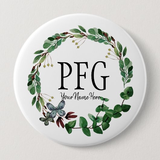 Aangepaste Floral Monogram Spring Foliage Ronde Button 4,0 Cm (Voorkant)