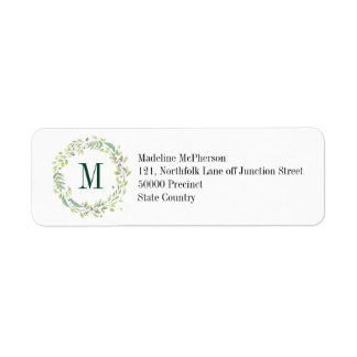 Aangepaste Floral Monogram Summer Foliage Etiket