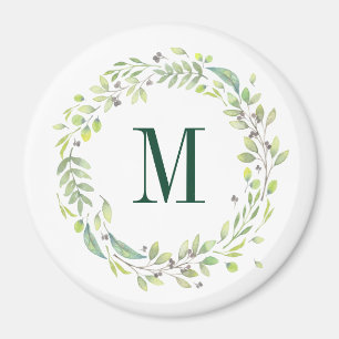 Aangepaste Floral Monogram Summer Foliage Magneet