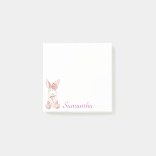 Aangepaste Floral Pink Bunny Post-it Notes (Voorkant)