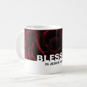 Aangepaste Floral Red Rose BLESSED Koffiemok (Voorkant links)